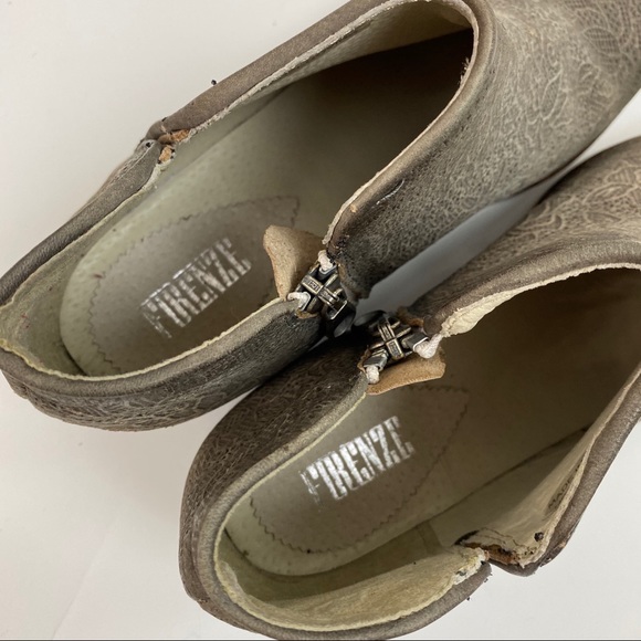 FIRENZE gray tooled leather ankle booties - Picture 6 of 7